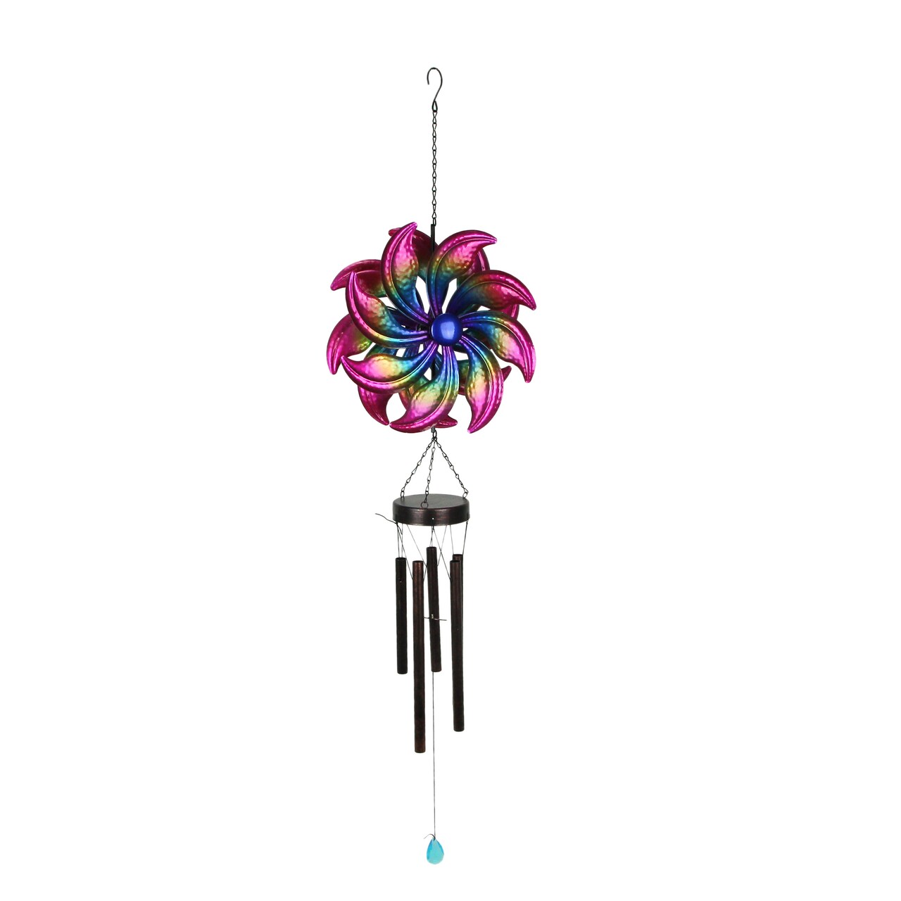 Metal Purple Rainbow Wind Spinner Hanging Chimes Outdoor Decor Garden 47 Inches